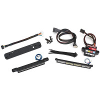 Tartalma:- első LED fényszóró sín lökhárítóhoz- hátsó multifunkciós féksín- tápegység modul VXL-8S szabályozóhoz- szereléshez szükséges eszközökAz intelligens irányítás lehetővé teszi a fények beállítását a Traxxas Link applikáció segítségével.