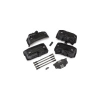 Átalakító készlet Traxxas TRX-4 alvázhoz a tengelytáv csökkentéséhez. Tartalmazza a hátsó felső és alsó felfüggesztési rudakat, sárvédőket, külső hajtókar darabot, módosított akkumulátortartót és rögzítőelemeket.