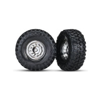 Teljes univerzális kerekek. Krómozott kerekek Canyon Trail gumiabroncsokkal TRX-4 Ford Bronco-hoz (2 db a csomagban). Kerékméret ø53x26mm mm. Teljes méret ø118x48 mm. A hordozó 12 mm-es hatszögletű, 10 mm-es eltolással. Más TRX-4 modelleken való használathoz a TRA8255A tengely szükséges a típuson. 