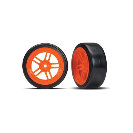 Traxxas kolo 1.9", disk split-spoke oranžový, pneu Drift (2) (přední)