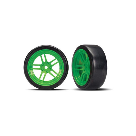 Traxxas kolo 1.9", disk split-spoke zelený, pneu Drift (2) (přední)
