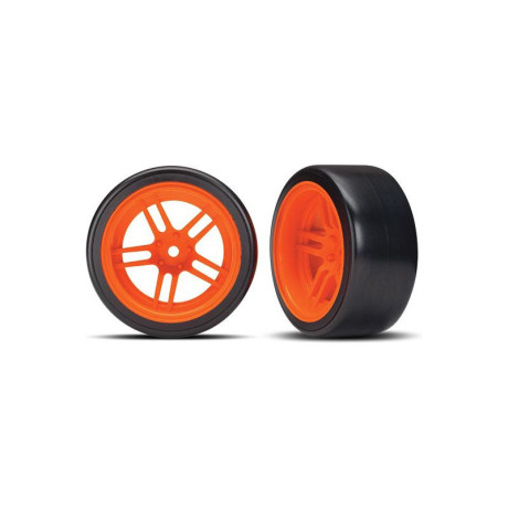 Traxxas kolo 1.9", disk split-spoke oranžový, pneu Drift (2) (zadní)