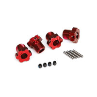 Pótalkatrész Traxxas RC modellautóhoz: piros 17mm-es alumínium kerékagy (4 db).