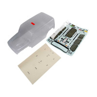 Tiszta karosszéria Jeep JL 4-dv Wrangler: SCX10III, részletes matricákkal együtt.